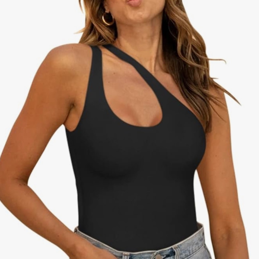 Black One-Shoulder Top - Picture 3 of 6